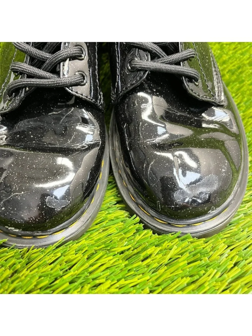 Dr. Martens 1460 Glitter Girls Size 1Y Black Casual Outdoor Side Zip Ankle Boots
